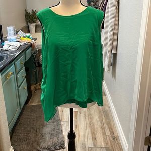 Kenneth Cole, green blouse with under T-shirt, undershirt size large